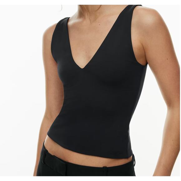Aritzia CONTOUR V-neck Tank Top Black Medium 118772 - Picture 1 of 8